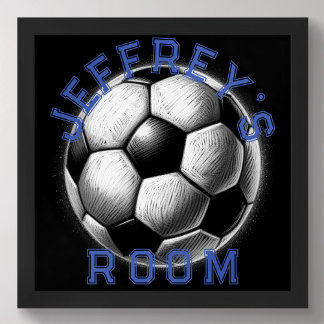 Pastel Teckning Black White Soccer Ball Personaliz Poster