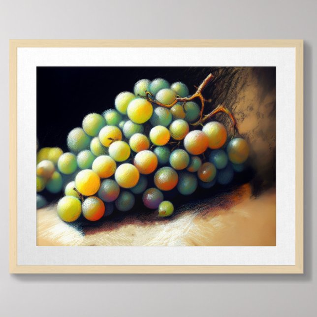 Pastel Teckning Bunch of Grönt Grapes still Life Poster (Skapare uppladdad)