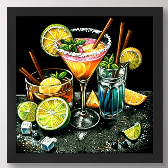 Pastel Teckning Cocktails Citrus Wedges Poster (Skapare uppladdad)