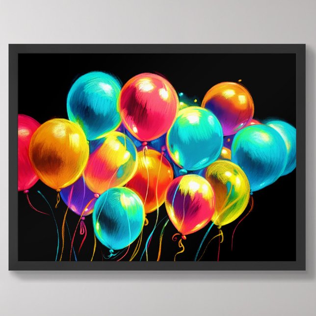 Pastel Teckning Colorful Glatt Bouquet of Balloons Poster (Skapare uppladdad)