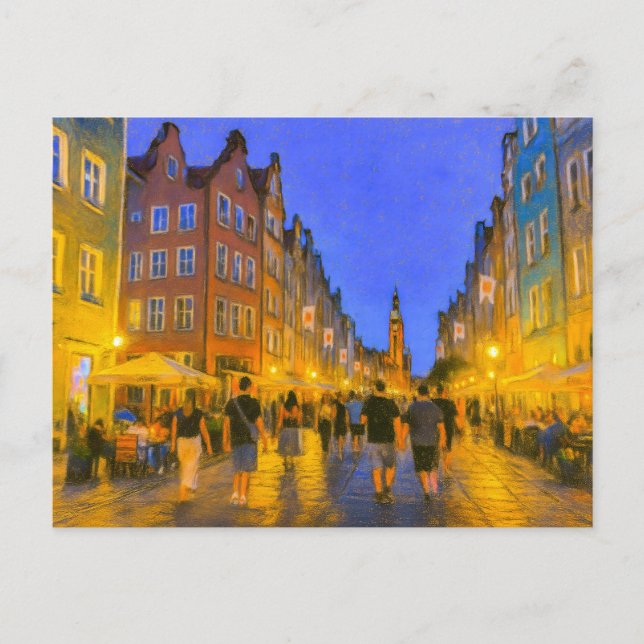 Pastel teckning från Danzig City grind till Neptun Helg Vykort (Framsida)