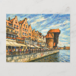 Pastel teckning från Danzig, historiskt krane grin Helg Vykort