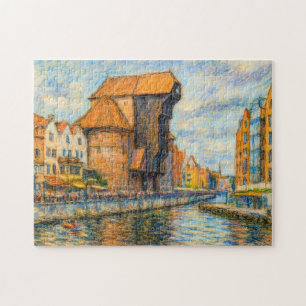 Pastel teckning från Danzig, historiskt krane grin Pussel