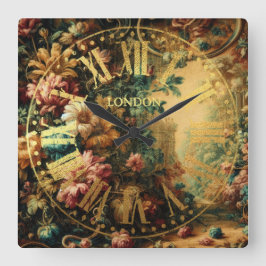 Pastel Teckning från ett antikskt teaterbruk Trasa Fyrkantig Klocka