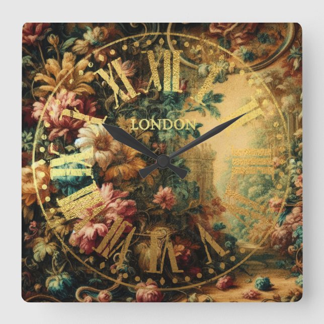 Pastel Teckning från ett antikskt teaterbruk Trasa Fyrkantig Klocka (Framsida)