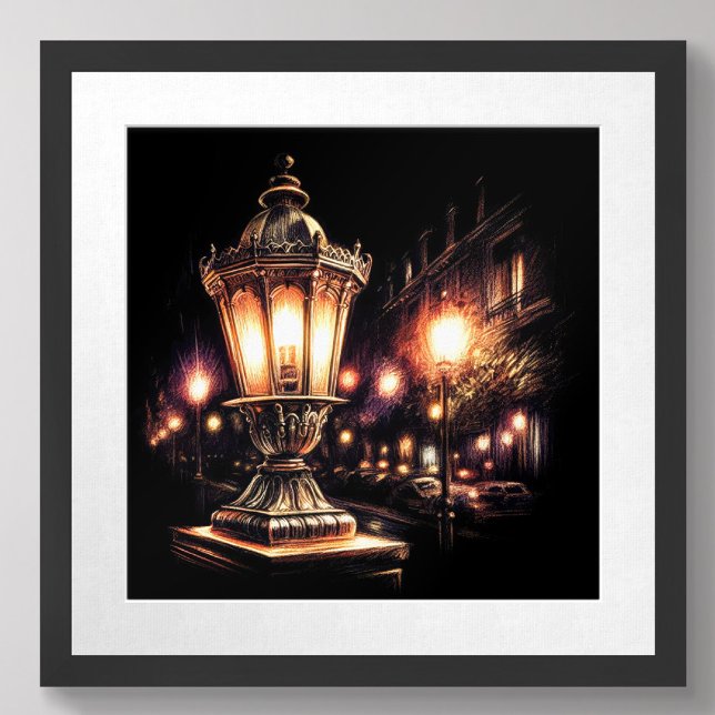 Pastel Teckning Fransk Street Lamp Poster (Skapare uppladdad)