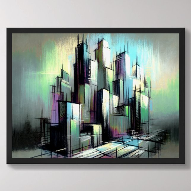 Pastel Teckning Futuristiska City Abstrakt Poster (Skapare uppladdad)