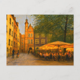Pastel teckning i Danzig, gamla stadsrestauranger  Helg Vykort