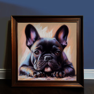 Pastel Teckning i en Fransk Bulldog III Poster