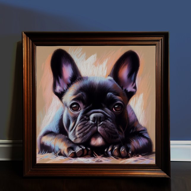 Pastel Teckning i en Fransk Bulldog III Poster (Skapare uppladdad)
