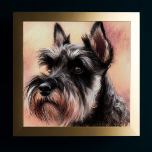 Pastel Teckning i Schnauzer Hund Poster
