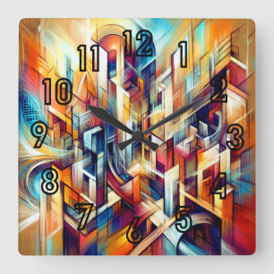 Pastel Teckning Intricate Abstract Design Fyrkantig Klocka