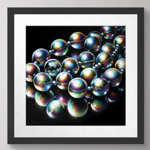Pastel Teckning Iridescent Pärlor på Black Poster
