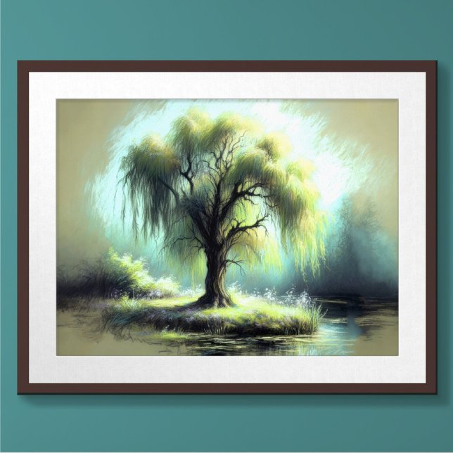 Pastel Teckning Lonely Weeping Willow Träd Poster (Skapare uppladdad)