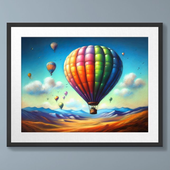 Pastel Teckning Luftballonger över liggande Poster (Skapare uppladdad)