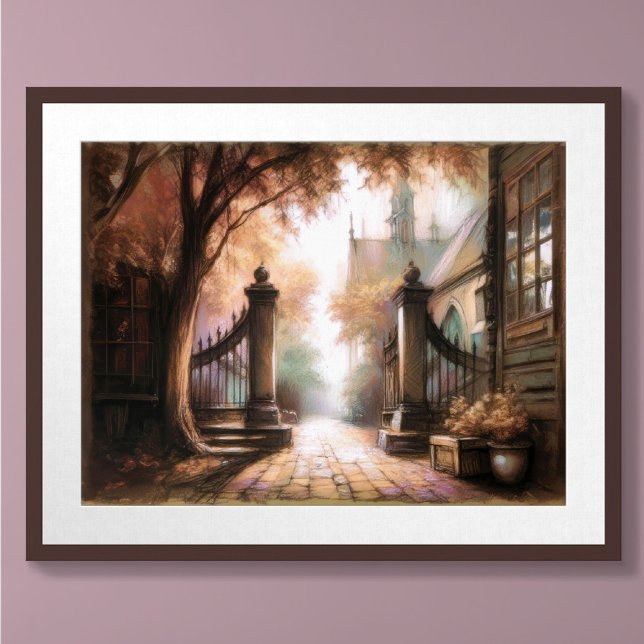 Pastel Teckning Mörk Nook i European Small Town Poster (Skapare uppladdad)