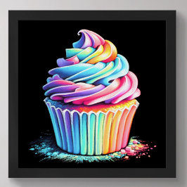 Pastel Teckning Rainbow Swirl Frosting Cuptårta Poster
