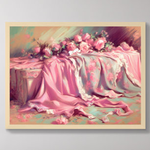 Pastel Teckning Rosa Fabric och Ro Poster