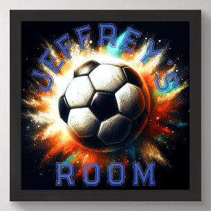 Pastel Teckning Soccer Ball Burst Personalize Poster