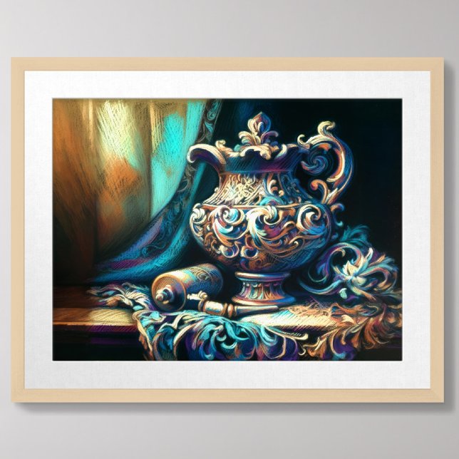 Pastel Teckning still Life Vessel Fabric Poster (Skapare uppladdad)