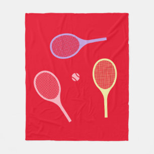 Pastel Tennis Rackets med Tennis Boll på Red Fleecefilt