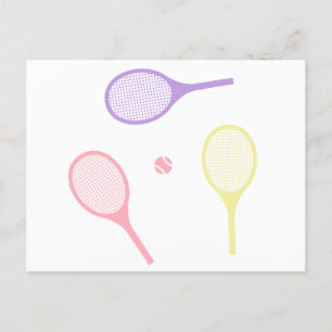 Pastel Tennis Rackets Vykort