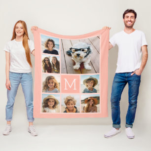 Pastel Terra 8 Photo Collage - klassisk monogram Fleecefilt