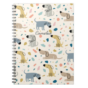 Pastel Terrazzo Funny Cute Hund Mönster Anteckningsbok