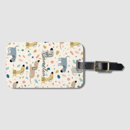 Pastel Terrazzo Funny Cute Hund Mönster Bagagebricka