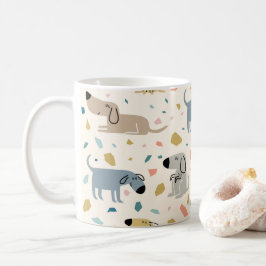 Pastel Terrazzo Funny Cute Hund Mönster Kaffemugg