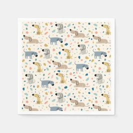 Pastel Terrazzo Funny Cute Hund Mönster Papper Pla Pappersservett