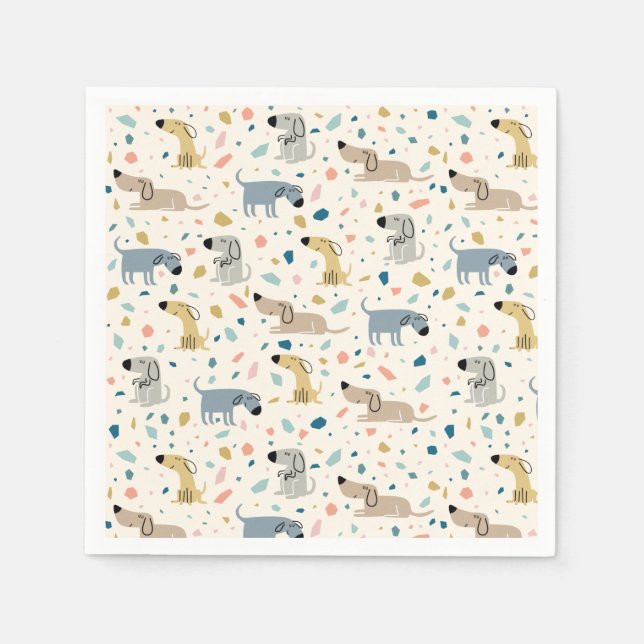 Pastel Terrazzo Funny Cute Hund Mönster Papper Pla Pappersservett (Framsidan)