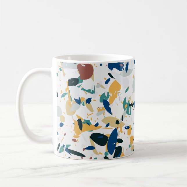 Pastel Terrazzo: Modern Abstrakt Mönster. Kaffemugg (Vänster)