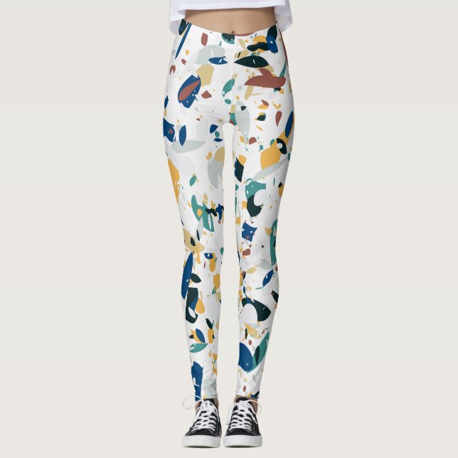 Pastel Terrazzo: Modern Abstrakt Mönster. Leggings (Framsida)