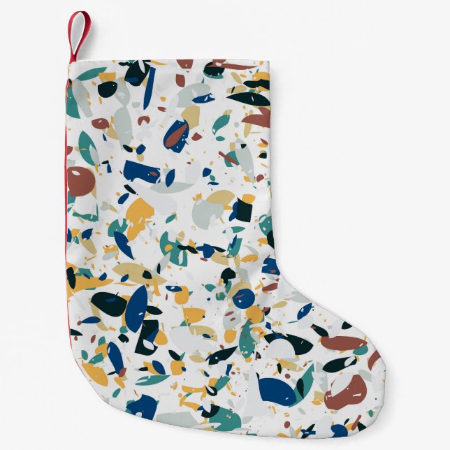 Pastel Terrazzo: Modern Abstrakt Mönster. Liten Julstrumpa (Framsidan)