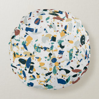 Pastel Terrazzo: Modern Abstrakt Mönster. Rund Kudde
