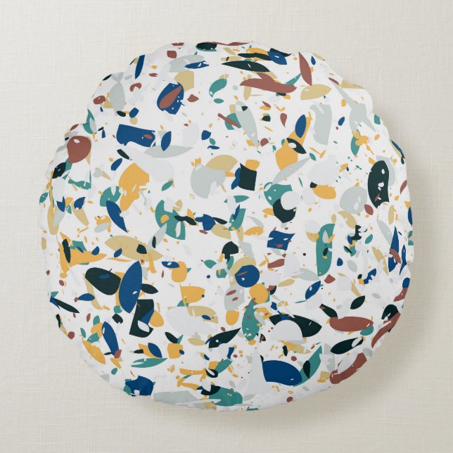 Pastel Terrazzo: Modern Abstrakt Mönster. Rund Kudde (Framsidan)