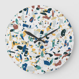 Pastel Terrazzo: Modern Abstrakt Mönster. Stor Klocka