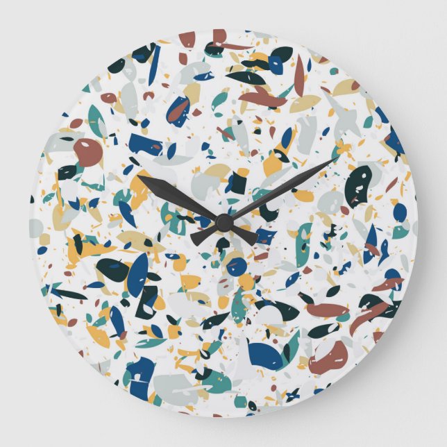 Pastel Terrazzo: Modern Abstrakt Mönster. Stor Klocka (Framsida)