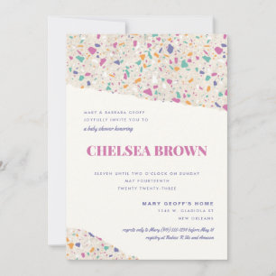 Pastel Terrazzo Slab Modern Baby Shower Meddelande