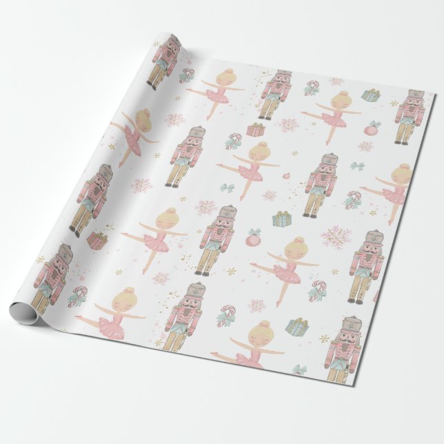 Pastel the Nutcracker jul Ballet Decoupage Presentpapper (Utrullad)