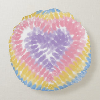 Pastel Tie Dye Heart Rund Kudde