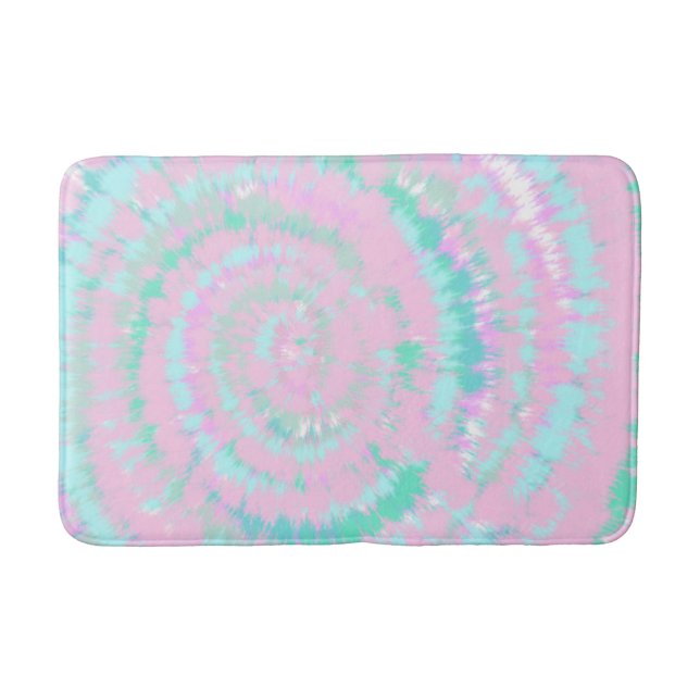Pastel Tie Dye Mönster Rosa Aqua Mint Grönt Badrumsmatta (Framsidan)