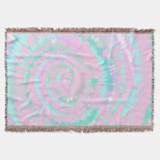 Pastel Tie Dye Mönster Rosa Aqua Mint Grönt Filt (Framsidan)