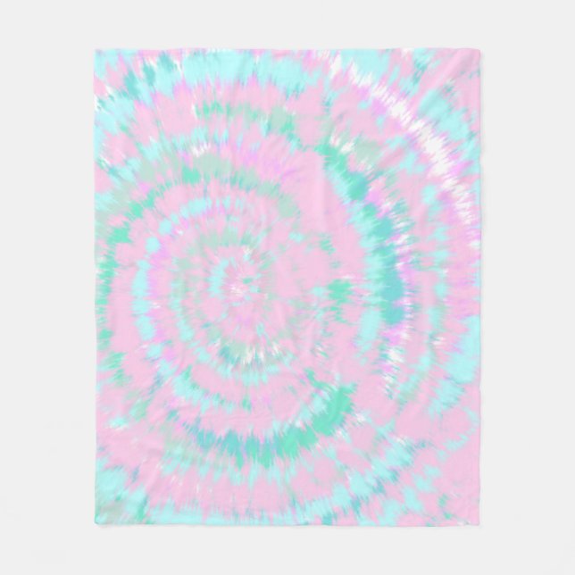Pastel Tie Dye Mönster Rosa Aqua Mint Grönt Fleecefilt (Framsidan)