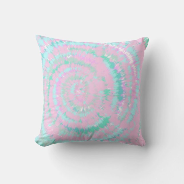 Pastel Tie Dye Mönster Rosa Aqua Mint Grönt Kudde (Framsida)