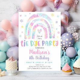 Pastel Tie Dye Rainbow Boho Hippie Girls Birthday Inbjudningar