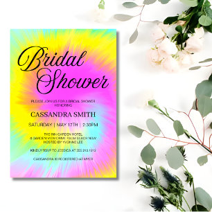 Pastel Tie Dye Swirl Möhippa Inbjudningar