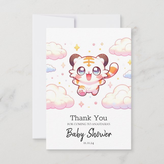 Pastel Tiger Baby Shower Tack Kort (Framsida)