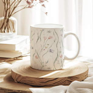 Pastel Tiny Vår blommor Mönster Kaffemugg